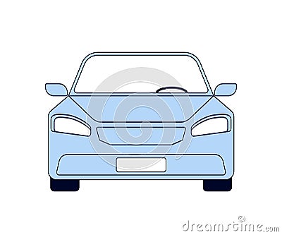 Blue travel car front view. Auto trip, vehicle. Transport for auto tourism. Vector illustration Vector Illustration