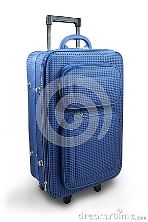 Blue travel suitcase Stock Photo