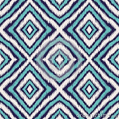 Blue Trendy Ikat Vector Seamless Pattern. Vector Illustration