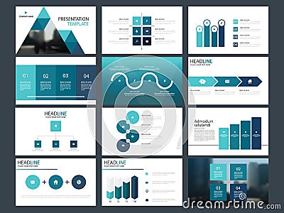 Blue triangle Bundle infographic elements presentation template. business annual report, brochure, leaflet, advertising flyer, Vector Illustration