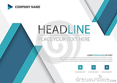 Blue triangle business brochure flyer cover vector design, Leaflet advertising abstract background, Modern poster magazine layout Vector Illustration