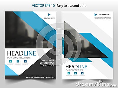 Blue Triangle Corporate Brochure design template vector. Business Flyers infographic magazine poster.Abstract layout template , Vector Illustration