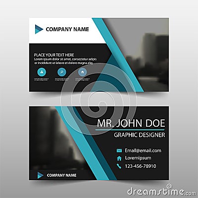 Blue triangle corporate business card, name card template ,horizontal simple clean layout design template Vector Illustration