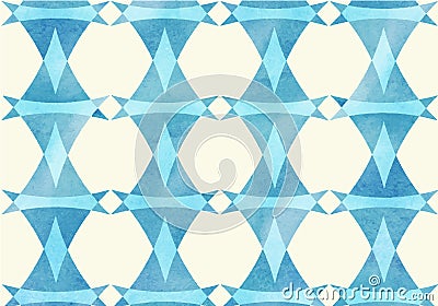 Blue triangle, lozenge watercolor pattern Vector Illustration