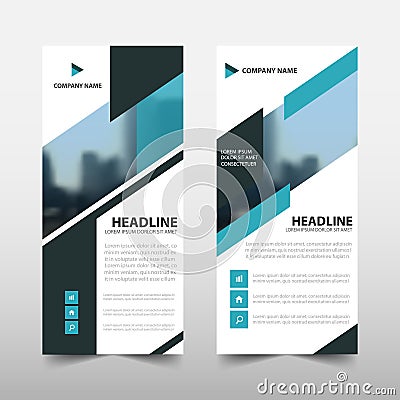 Blue triangle roll up business brochure flyer banner design , Vector Illustration