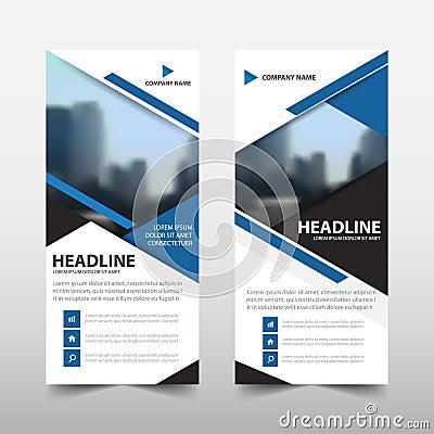 Blue triangle roll up business brochure flyer banner design , cover presentation abstract geometric background, modern publication Vector Illustration