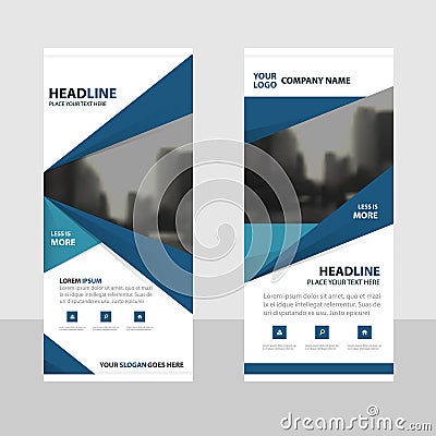 Blue triangle roll up business brochure flyer banner design , cover presentation abstract geometric background Vector Illustration