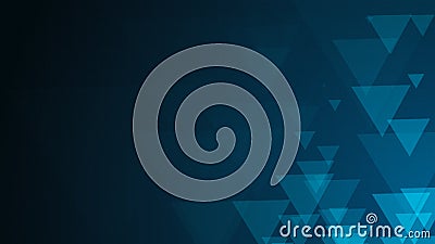 Blue triangle shapes are moving from the bottom right of a gradient grid abstract background, horizontal composition Stock Photo