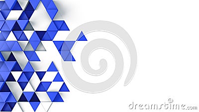 Blue triangles extruded and free space 3D render Cartoon Illustration