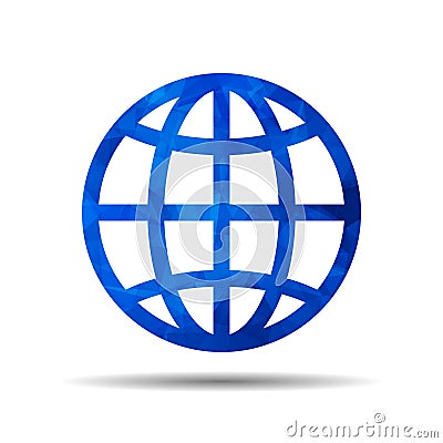 blue triangular polygonal globe planet icon Vector Illustration