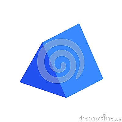 Blue triangular prism basic simple 3d shape isolated on white background, geometric triangular prism icon, 3d shape symbol Vector Illustration