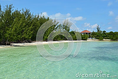 Blue tropical ocean at Green Turtle Cay in Bahamas Stock Photo