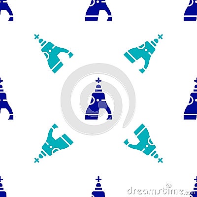 Blue The Tsar bell in Moscow monument icon isolated seamless pattern on white background. Vector Vector Illustration