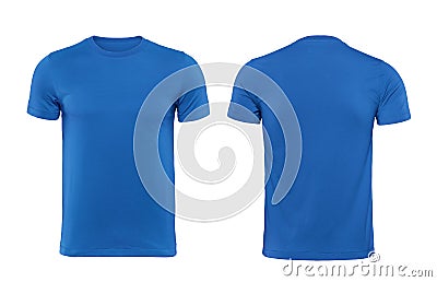 Blue tshirt design template isolated on white with clipping path Stock Photo