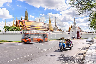 Blue Tuk Tuk, Thai traditional taxi in Bangkok Thailand Stock Photo