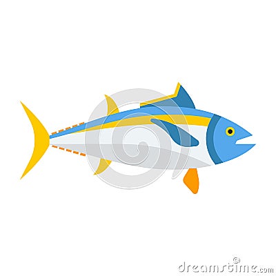 Blue Tuna Fish Icon Vector Illustration