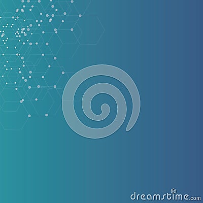 Blue turquoise gradient abstract background with molecular pattern Vector Illustration