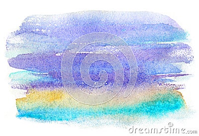 Blue and violet abstract watercolor splash on white background Stock Photo