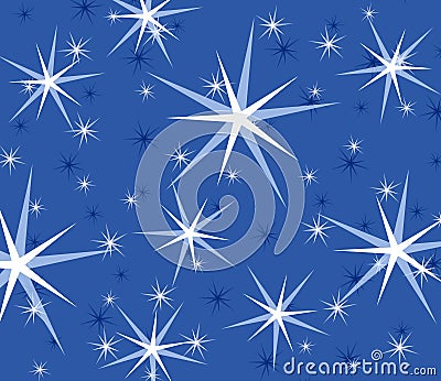 Blue Twinkling Sparkling Stars Cartoon Illustration