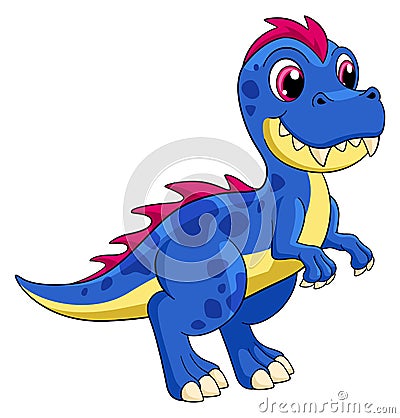 Blue tyranosaur mascot. Cute cartoon dino character Vector Illustration