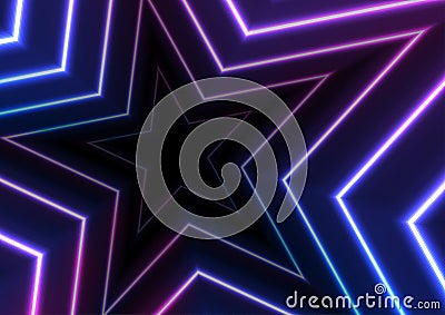 Blue ultraviolet neon glowing stars abstract background Vector Illustration