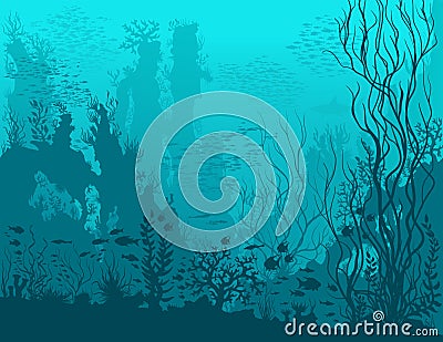 Blue underwater landscape Vector Illustration