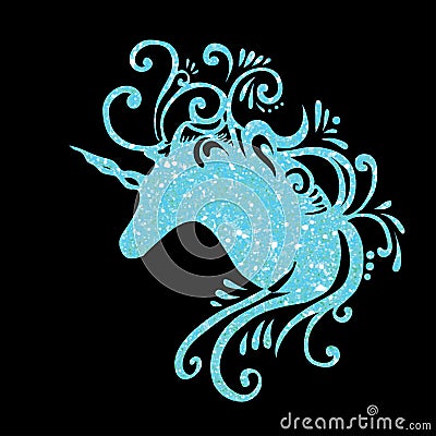 Blue unicorn head vector unicorn fantasy glitter unicorn silhouette unicorns clip art unicorn art clip eps unicorn birthday party Vector Illustration