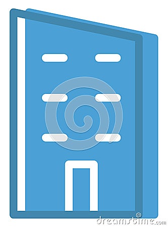 Blue unique building, icon Vector Illustration