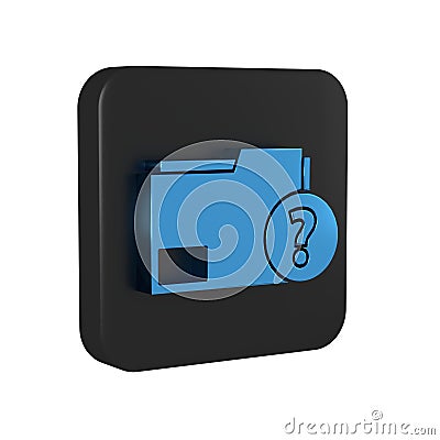 Blue Unknown document folder icon isolated on transparent background. File with Question mark. Hold report, service and Stock Photo