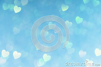 Blue valentines day background with hearts bokeh, love concept wallpaper Stock Photo