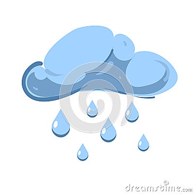 Blue vector cloud with falling rain over white Vector Illustration