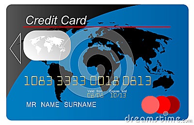 Blue vector credit card Vector Illustration