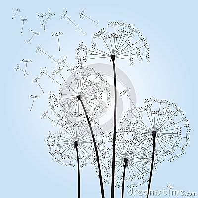 Blue vector dandelions Stock Photo