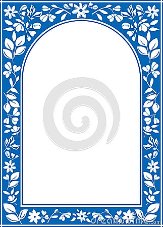 Blue vector floral arch frame Vector Illustration