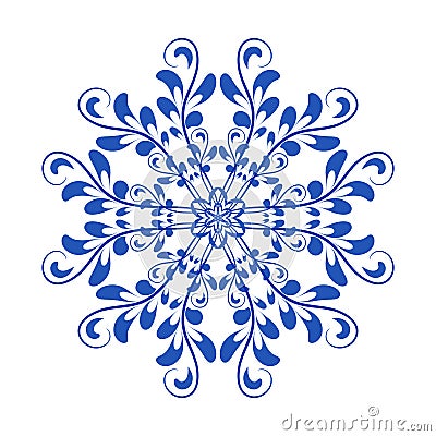 Blue vector floral Russian national ornament in style Gzhel Vector Illustration