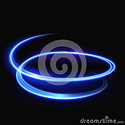 Blue vector light whirlpool, luminous swirling, glowing spiral background Vector Illustration