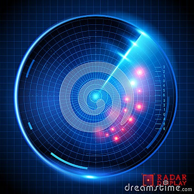 Blue Vector Radar Display Vector Illustration