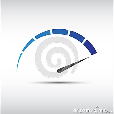 Blue vector tachometer, speedometer icon Vector Illustration