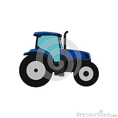 Blue vector tractor. illustration Vector Illustration