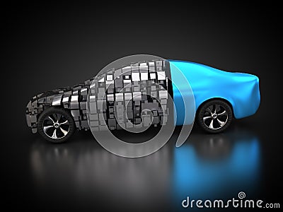 Blue vehicle with abstract carbody Stock Photo