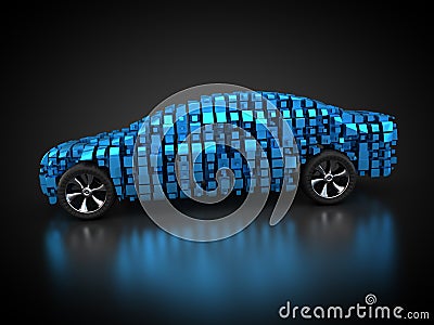 Blue vehicle with abstract carbody Stock Photo