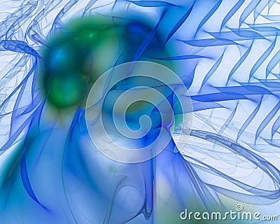 The blue veil is located in a zigzag and wave-like pattern against a light background. Cartoon Illustration