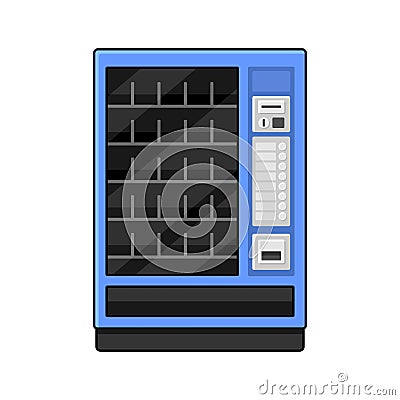 Blue Vending Machine on White Background. Vector Vector Illustration