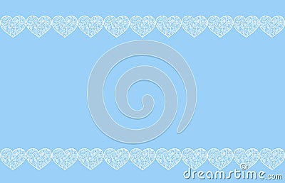 Blue vintage background with hearts with swirls of flowers Vector Illustration
