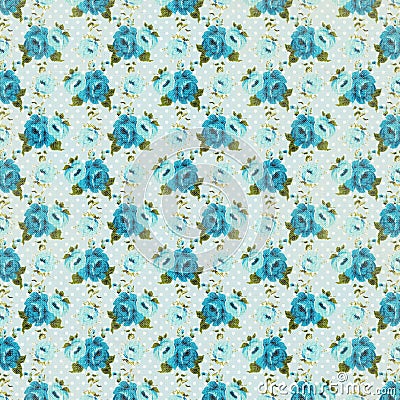 Blue Vintage retro rose floral background repeating pattern Stock Photo