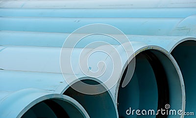 Blue vinyl water pipes Stock Photo