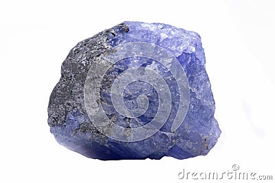 Blue violet extra quality rough Tanzanite from Tanzania isolated on white Stock Photo