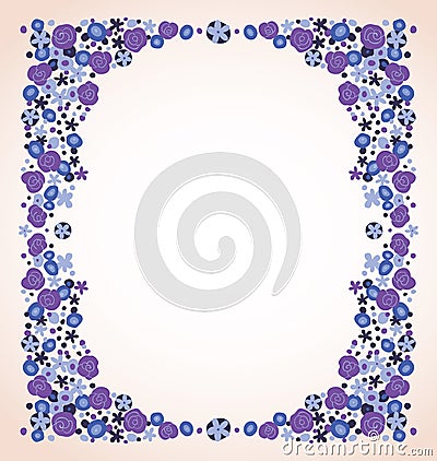 Blue violet flowers frame Vector Illustration