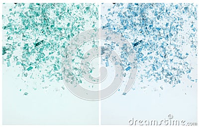 Blue and Violet Party Background with Shiny Metallic Confetti. Stock Photo