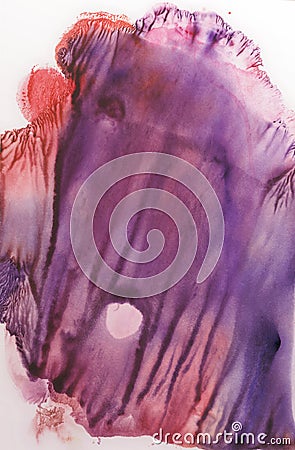 Blue, violet,purple and red watercolor blotch. Abstract symmetric painting. Stock Photo